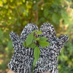 Himalayan wool hand knitted mitten, fleece lining, warm wool mitten